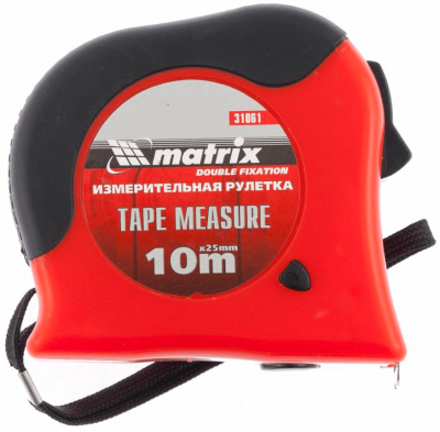 Рулетка 10м*25мм MATRIX DOUBLE fixation (31061) в Сургуте