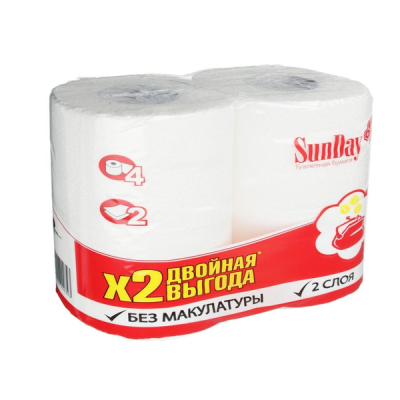 Бумага туалетная 2сл/4шт Sun Day Белая  в Сургуте