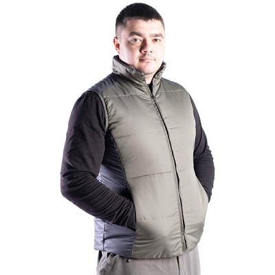 Жилет утепленный на флисе (хаки +серый) в Сургуте