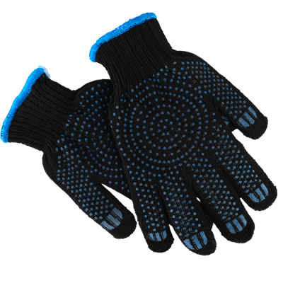 Перчатки полушерстяные черные с ПВХ двухслойные в Сургуте